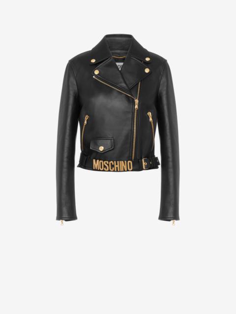 Moschino LETTERING LOGO NAPPA LEATHER BIKER JACKET