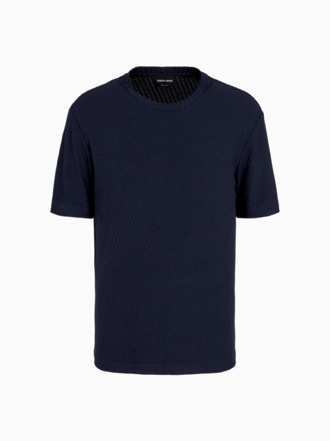 GIORGIO ARMANI Viscose and cashmere jacquard jersey crew-neck T-shirt