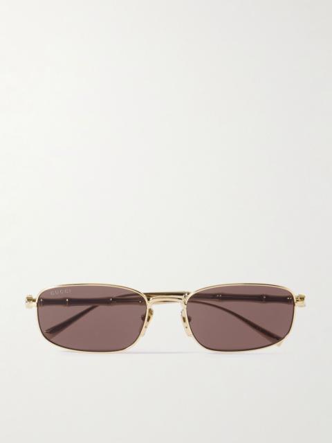 GUCCI Bamboo Square-Frame Gold-Tone Metal Sunglasses Gold