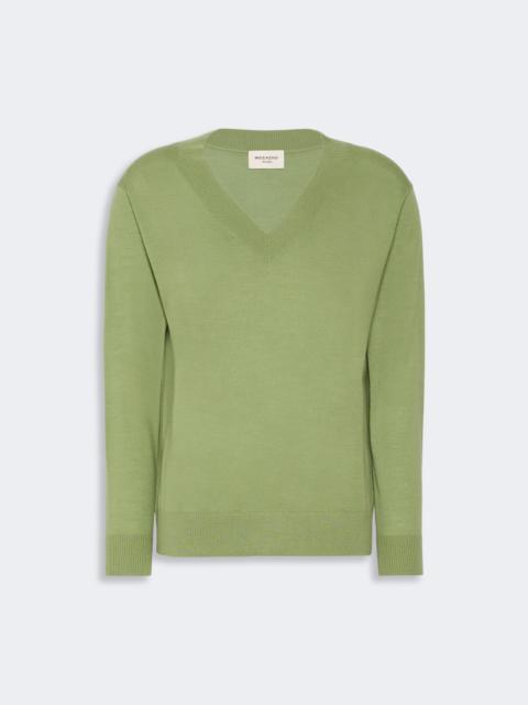 WEEKEND Max Mara TALAMO Wool, silk and cashmere V-neck sweater - GREEN