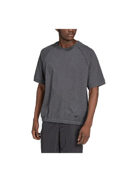 Men's adidas Solid Color Round Neck Straight Short Sleeve Dark Grey T-Shirt HD4790