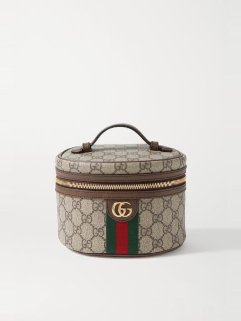 GUCCI Ophidia textured leather-trimmed printed coated-canvas cosmetics case