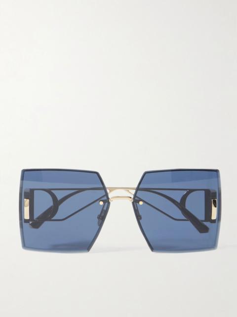 Dior 30Montaigne S7U square-frame gold-tone sunglasses Blue