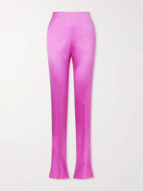 Valentino Silk-blend duchesse straight-leg pants Purple