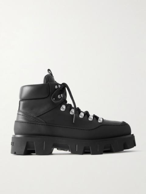 Moncler Peak Rubber-Trimmed Leather Hiking Boots Black