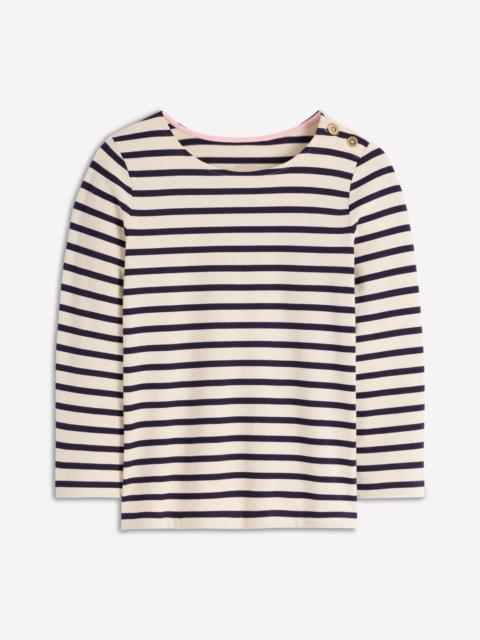 BODEN Button Mariner Breton-Ivory and Navy Stripe