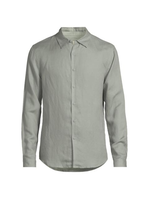 onia Men's Air Linen Long-Sleeve Shirt - Sage