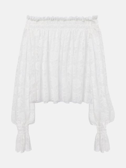 NORMA KAMALI Off-shoulder smocked lace top