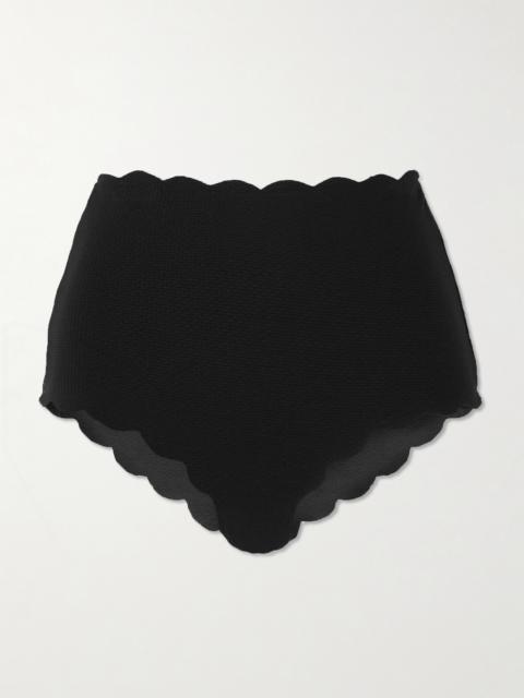 MARYSIA Santa Monica Scalloped Recycled-seersucker Bikini Briefs