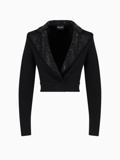 GIORGIO ARMANI Short single-breasted jacket in wool and viscose