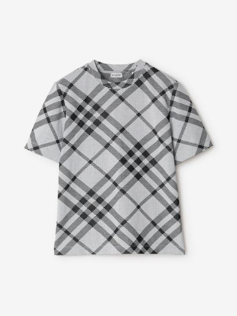 Burberry Check Stretch Cotton Blend T-shirt