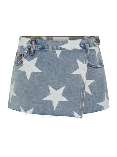 ONE TEASPOON Wrap Low Waist Mini Denim Skirt - Starwash Blue