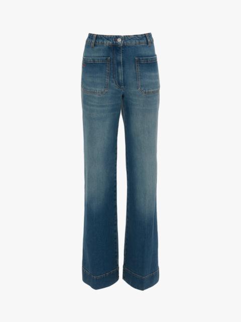 Victoria Beckham Alina High Waisted Stretch Jean In Mid Blue