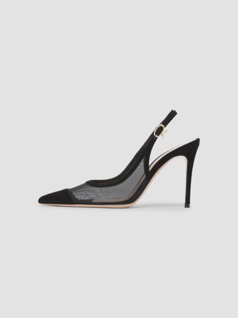 Gianvito Rossi Women's 95MM Suede & Mesh Slingback Pumps - Black