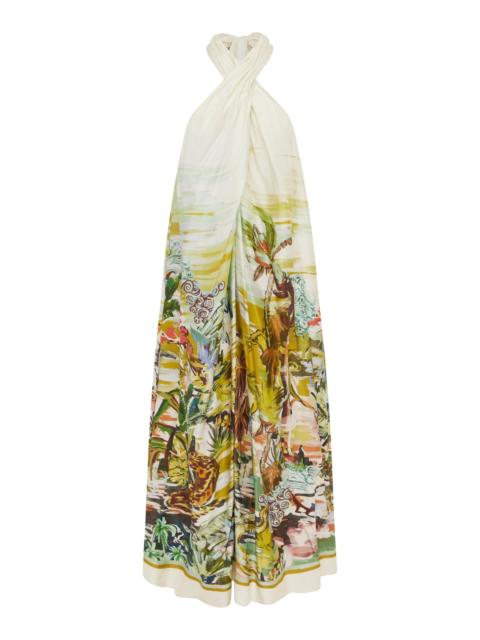 ALÉMAIS Jungle Boogie Silk Halter Dress