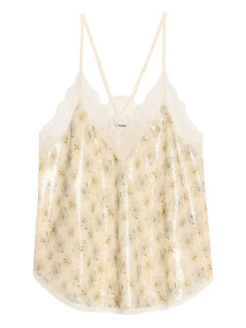 Zadig & Voltaire Christy sequin floral top