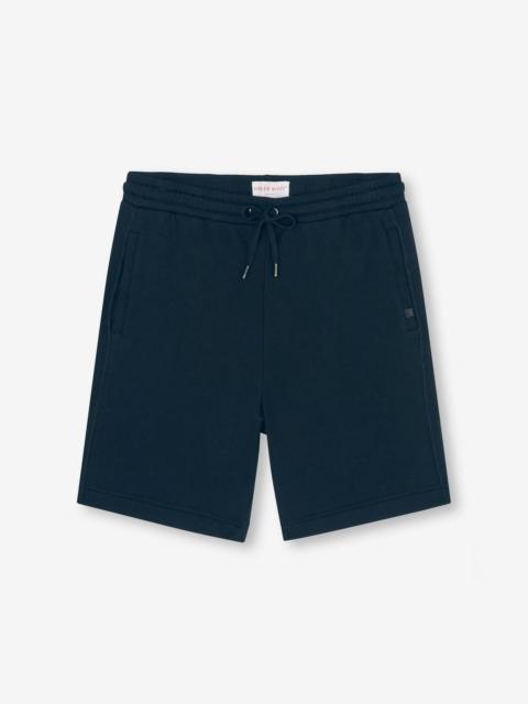 Derek Rose Quinn Cotton Modal Sweat Shorts Navy Blue