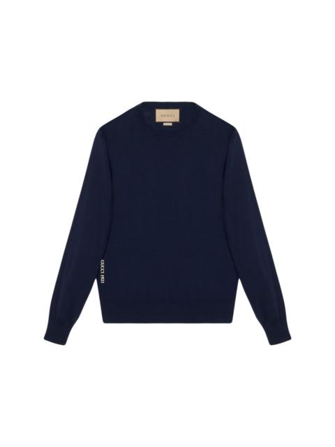 GUCCI logo-embroidered wool jumper