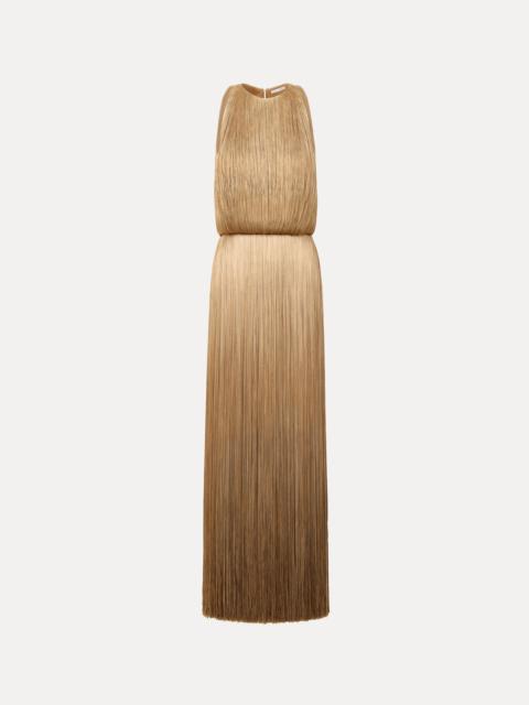 Oscar de la Renta OMBRÉ FRINGE SLEEVELESS GOWN