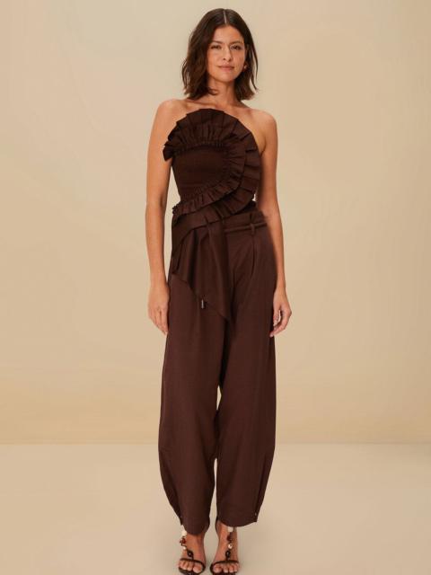 Coffee Topstitched Clochard Pants