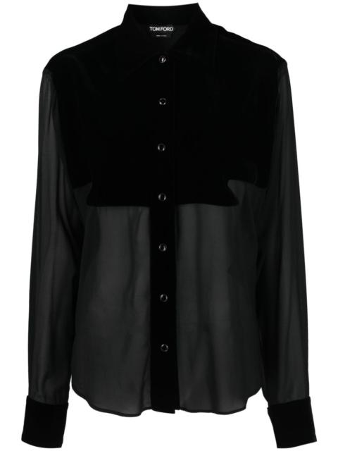 panelled buttoned silk shirt