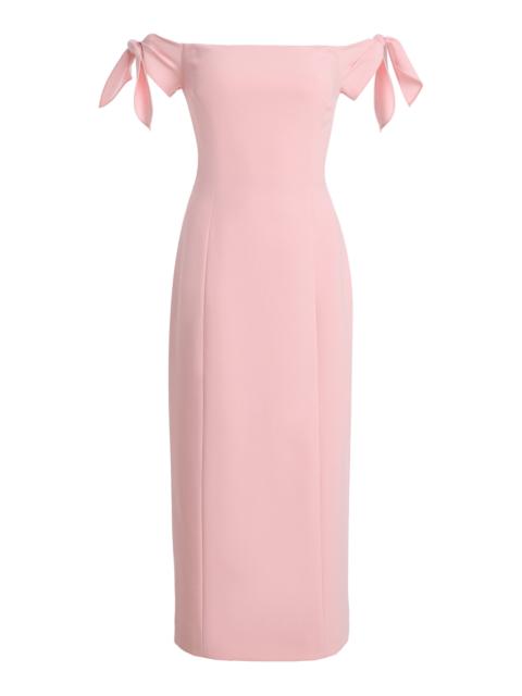 CAROLINA HERRERA Off-The-Shoulder Stretch Fluid Crepe Midi Dress pink
