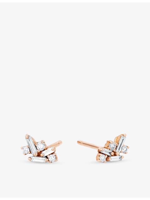 SUZANNE KALAN Fireworks 18ct rose-gold and 0.14ct brilliant and baguette-cut diamond earrings