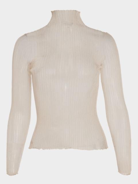 AISLING CAMPS Modern Mist Translucent Ribbed Turtleneck