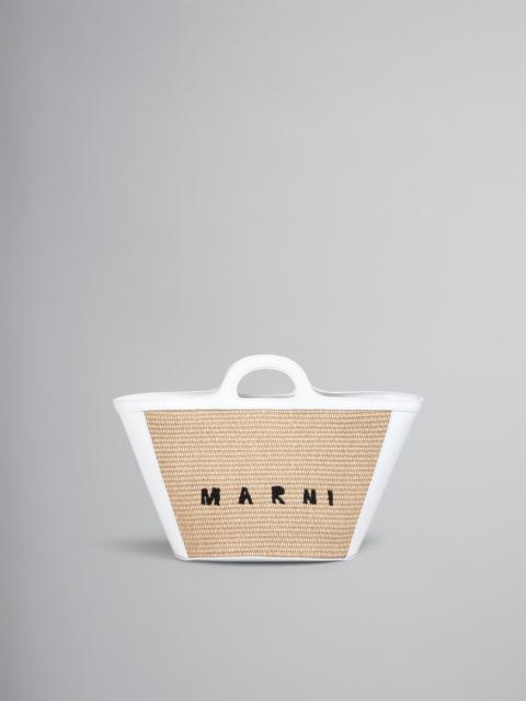 Marni TROPICALIA SMALL BAG IN WHITE LEATHER AND RAFFIA