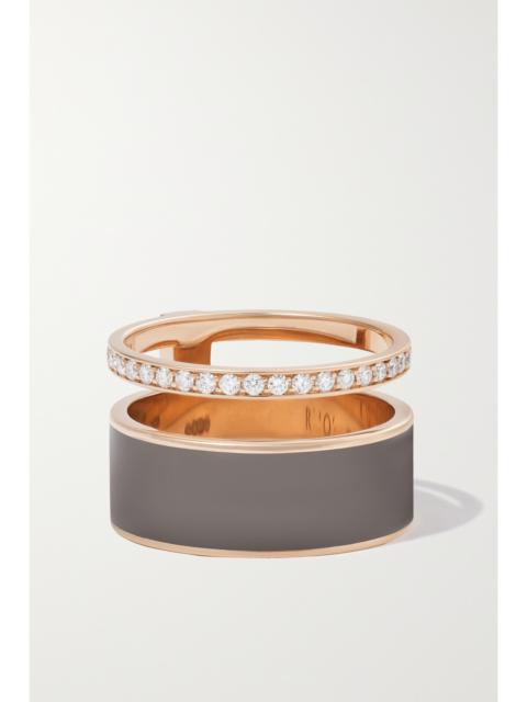 REPOSSI Berbere 18-karat Rose Gold, Lacquer And Diamond Ring