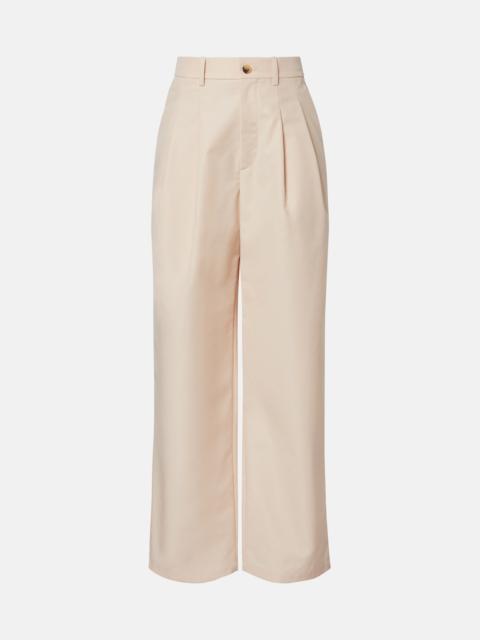 WARDROBE.NYC Pleated cotton-blend wide-leg pants