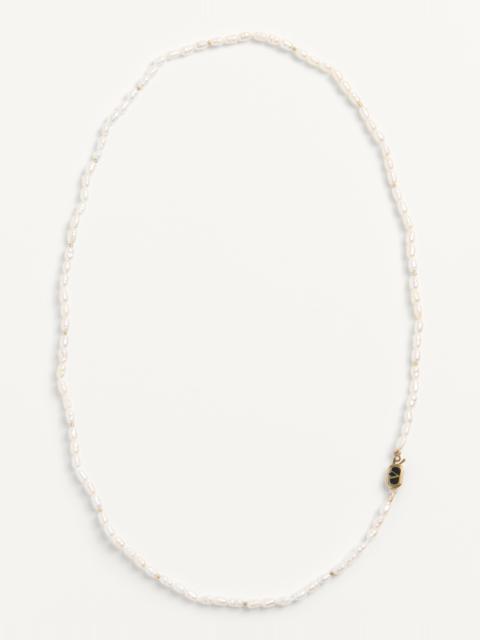 Valentino OVAL NECKLACE IN METAL, PEARLS AND ENAMEL