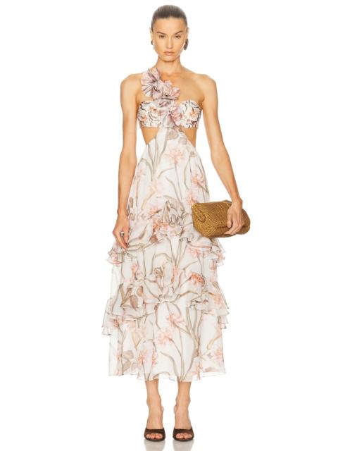 Botanic Retro Flower Applique Beach Dress