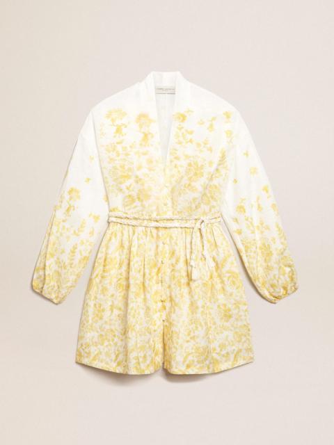 Golden Goose Resort Collection Mini Dress in linen with lemon yellow print
