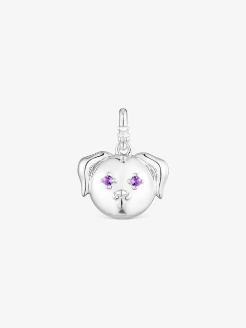 TOUS Silver dog Pendant with amethyst Medallions