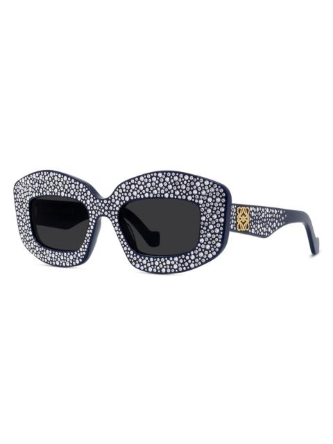 Loewe Men's Anagram Starry Night 49MM Rectangular Sunglasses - Navy Blue Smoke