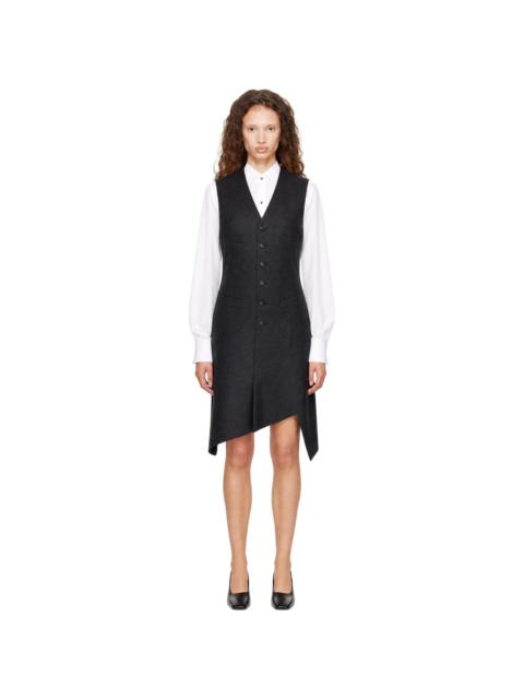 Comme des Garçons Comme des Garçons Gray Paneled Wool Midi Dress