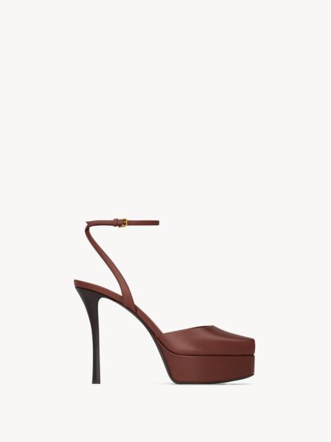 SAINT LAURENT LA SCANDALE PLATFORM SANDALS IN SMOOTH LEATHER
