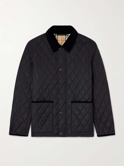 Burberry Shearling-Trimmed Full-Grain Leather Bomber Jacket