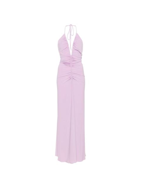 MÔNOT V-neck draped maxi dress