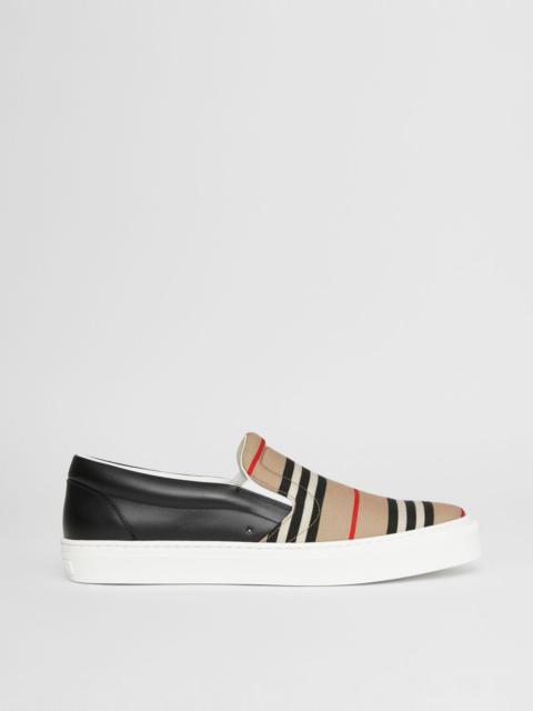 Burberry Bio-based Sole Icon Stripe and Leather Sneakers