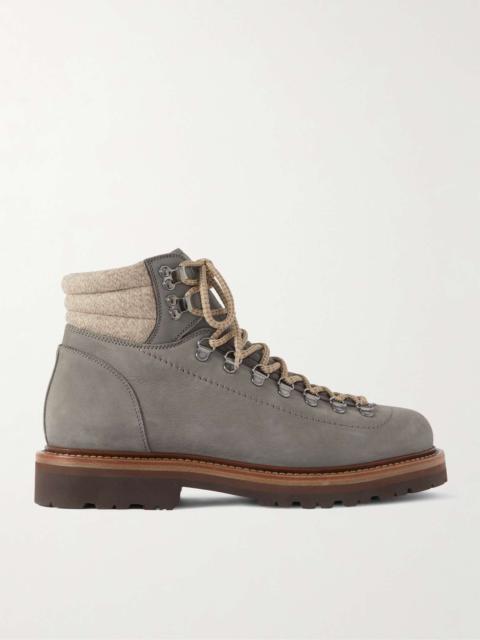 Brunello Cucinelli Cashmere-Trimmed Suede Boots