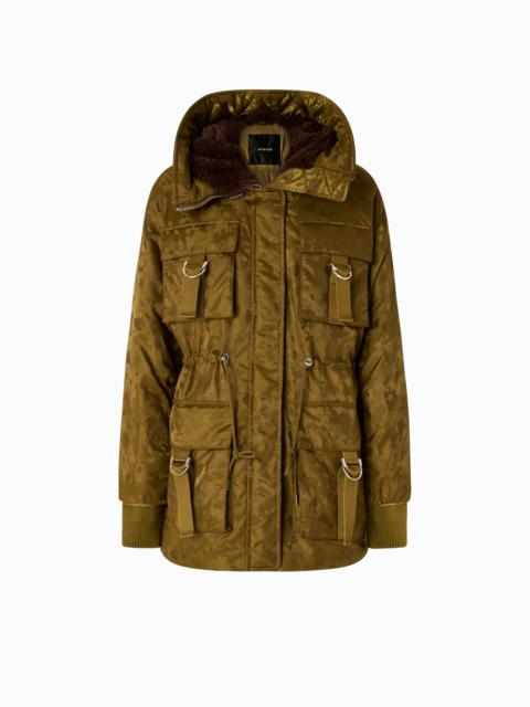 PINKO DOWN JACKET IN TECHNICAL SATIN WITH CAMOUFLAGE MOTIF
