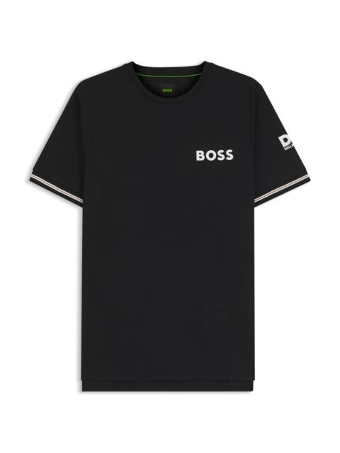 BOSS SLIM-FIT T-SHIRT IN STRUCTURED FABRIC WITH CONTRAST DETAILS