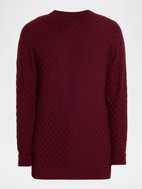 GIORGIO ARMANI Men's Quadrant Knit Cashmere and Silk Crewneck Sweater