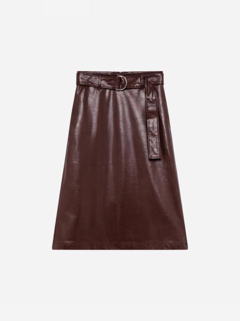 MSGM Faux leather skirt with satin and lace detail