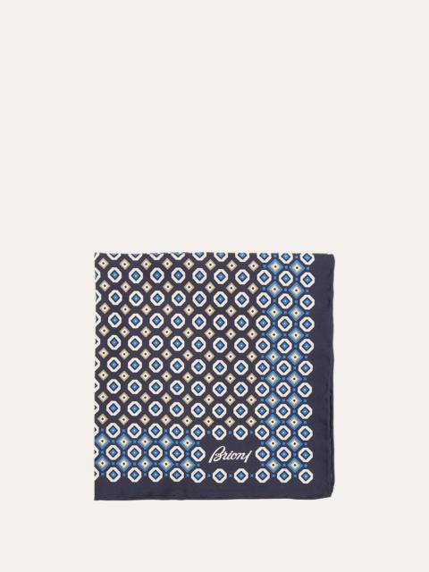 Brioni Men's Medallion-Print Silk Pocket Square