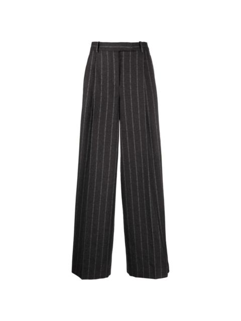 VERSACE logo-pinstripe trousers