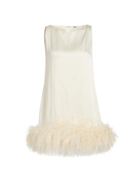 LAPOINTE Women's Satin Feather-Hem Shift Minidress - Cream