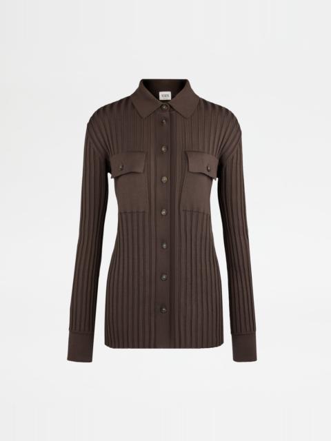 Tod's SWEATER IN SILK - BROWN